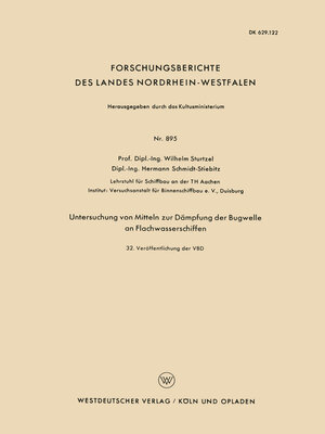 cover image of Untersuchung von Mitteln zur Dämpfung der Bugwelle an Flachwasserschiffen